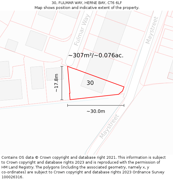 30, FULMAR WAY, HERNE BAY, CT6 6LF: Plot and title map