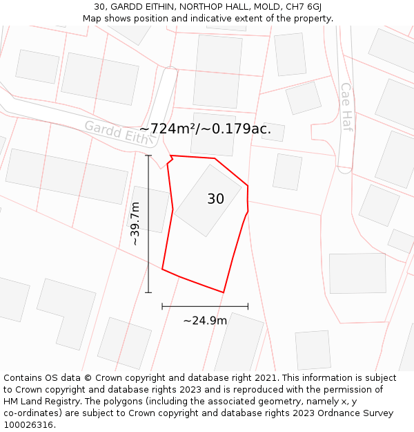 30, GARDD EITHIN, NORTHOP HALL, MOLD, CH7 6GJ: Plot and title map