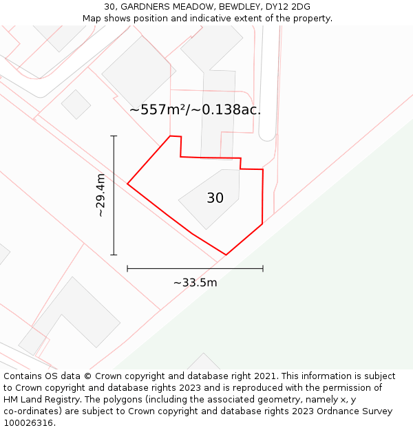 30, GARDNERS MEADOW, BEWDLEY, DY12 2DG: Plot and title map