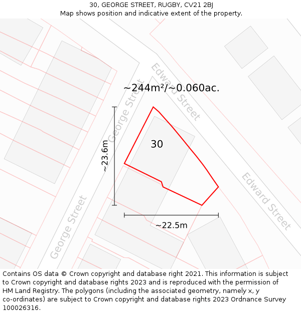 30, GEORGE STREET, RUGBY, CV21 2BJ: Plot and title map