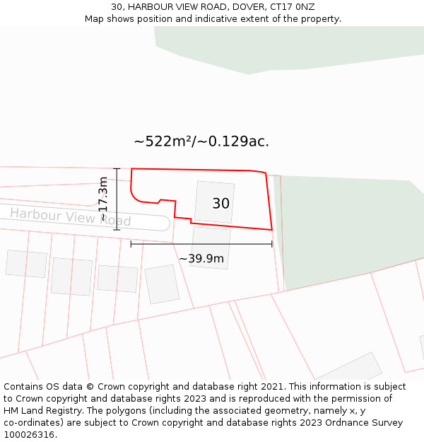 30, HARBOUR VIEW ROAD, DOVER, CT17 0NZ: Plot and title map