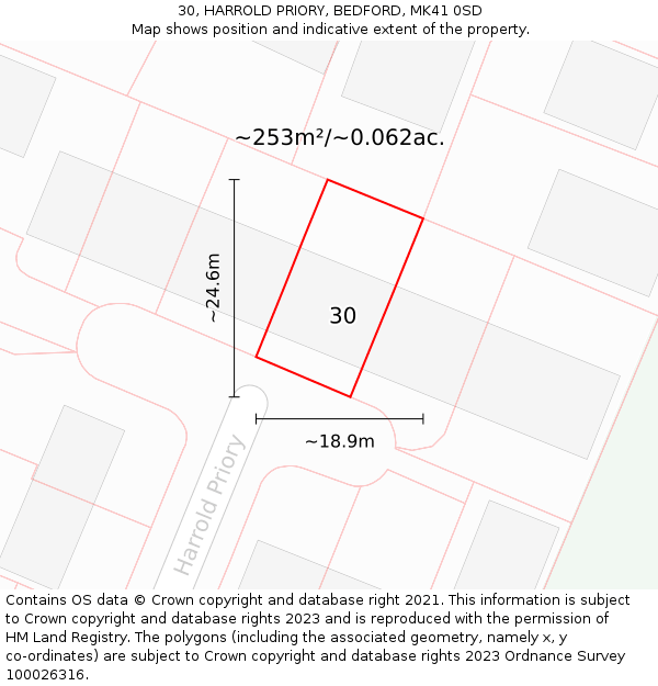 30, HARROLD PRIORY, BEDFORD, MK41 0SD: Plot and title map