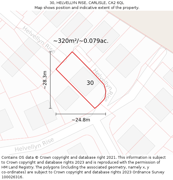 30, HELVELLYN RISE, CARLISLE, CA2 6QL: Plot and title map