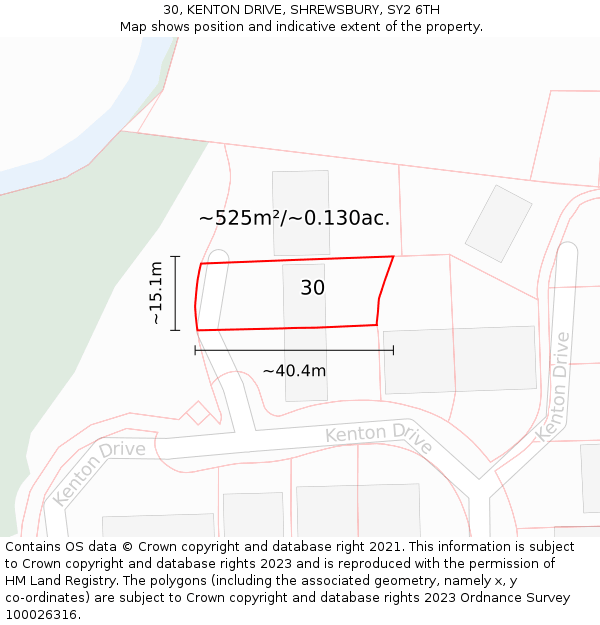 30, KENTON DRIVE, SHREWSBURY, SY2 6TH: Plot and title map