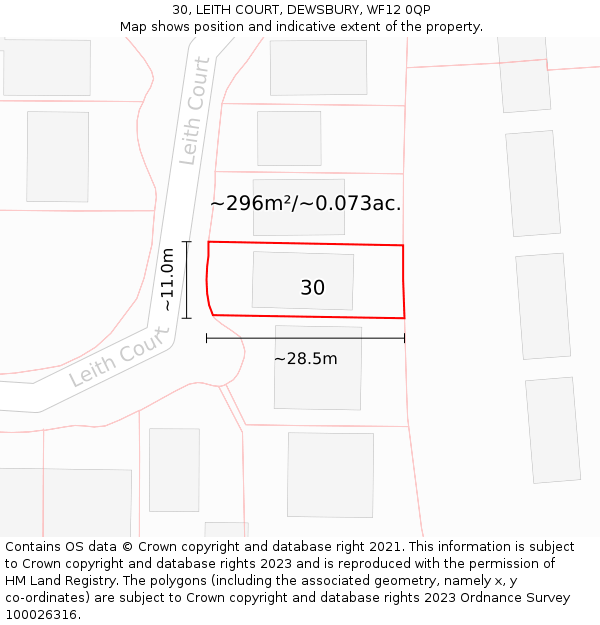 30, LEITH COURT, DEWSBURY, WF12 0QP: Plot and title map