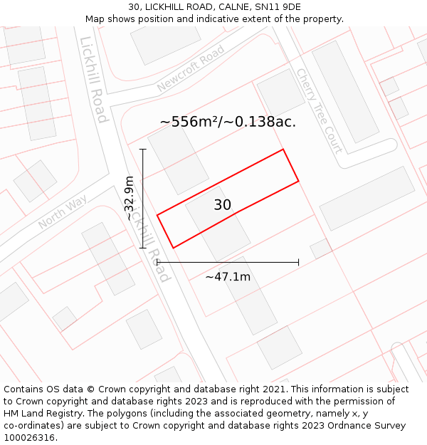 30, LICKHILL ROAD, CALNE, SN11 9DE: Plot and title map