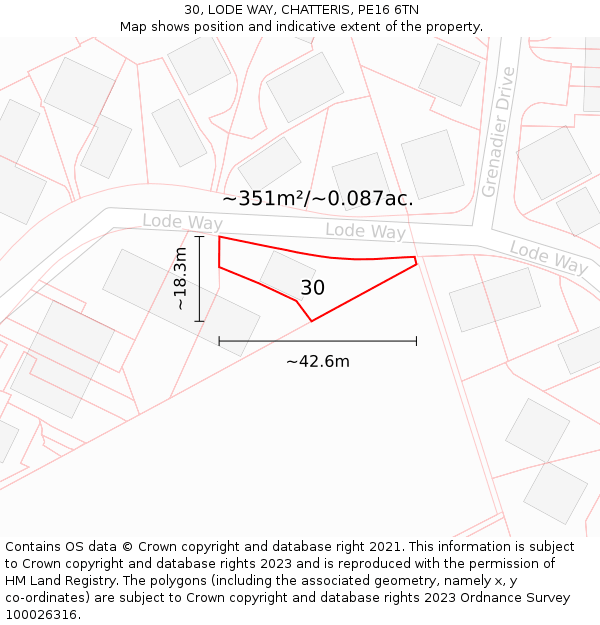 30, LODE WAY, CHATTERIS, PE16 6TN: Plot and title map