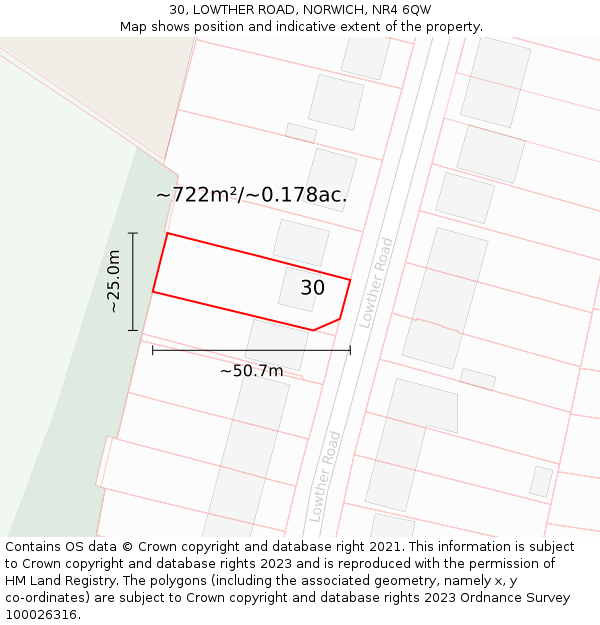 30, LOWTHER ROAD, NORWICH, NR4 6QW: Plot and title map