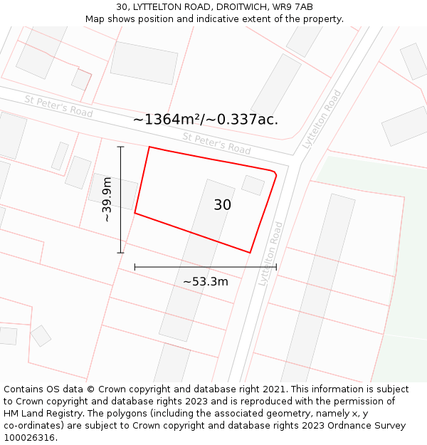 30, LYTTELTON ROAD, DROITWICH, WR9 7AB: Plot and title map