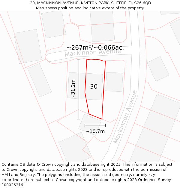 30, MACKINNON AVENUE, KIVETON PARK, SHEFFIELD, S26 6QB: Plot and title map