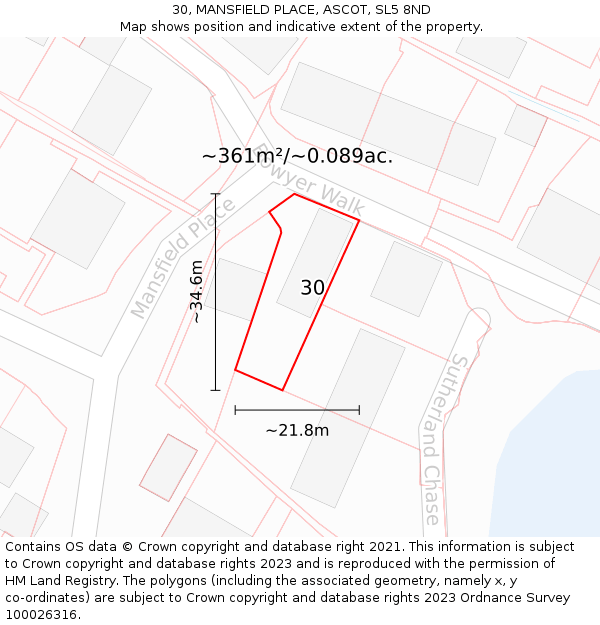 30, MANSFIELD PLACE, ASCOT, SL5 8ND: Plot and title map