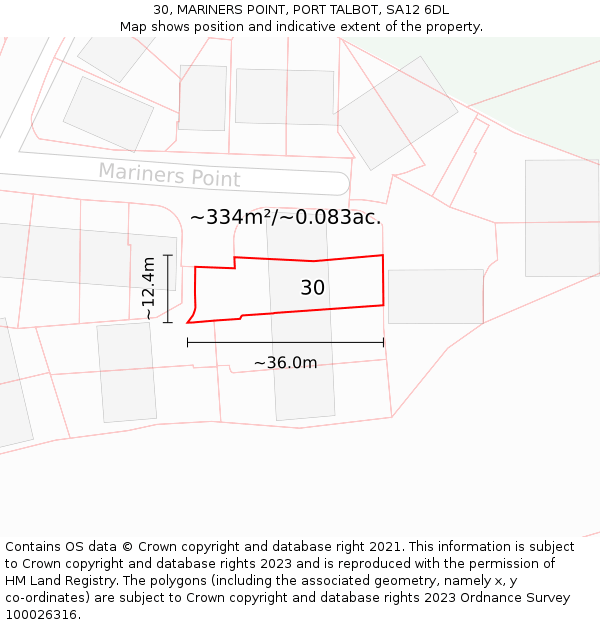 30, MARINERS POINT, PORT TALBOT, SA12 6DL: Plot and title map