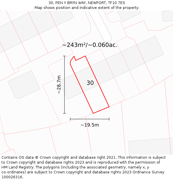 30, PEN Y BRYN WAY, NEWPORT, TF10 7ES: Plot and title map