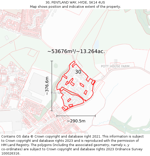 30, PENTLAND WAY, HYDE, SK14 4US: Plot and title map