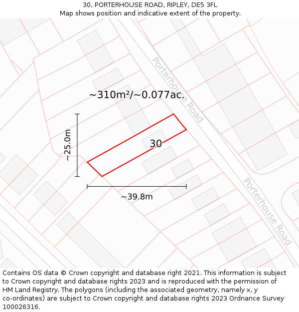 30, PORTERHOUSE ROAD, RIPLEY, DE5 3FL: Plot and title map