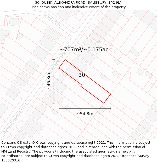 30, QUEEN ALEXANDRA ROAD, SALISBURY, SP2 9LN: Plot and title map