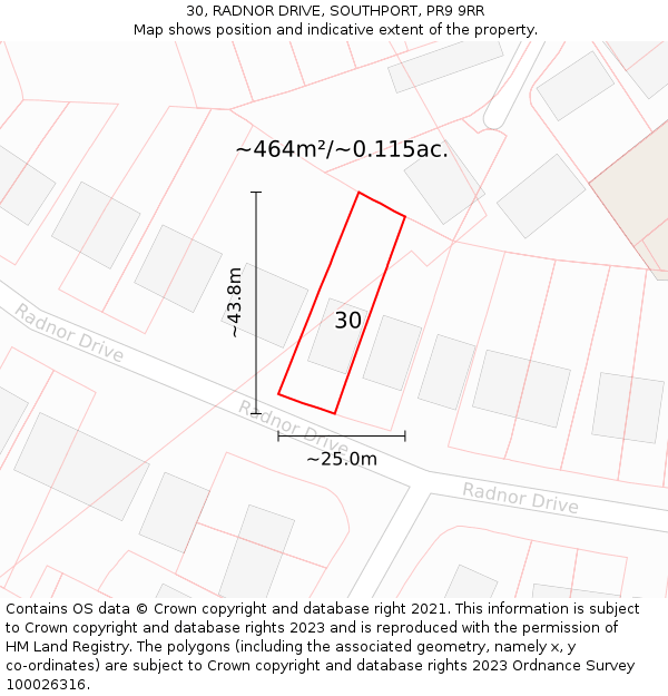 30, RADNOR DRIVE, SOUTHPORT, PR9 9RR: Plot and title map