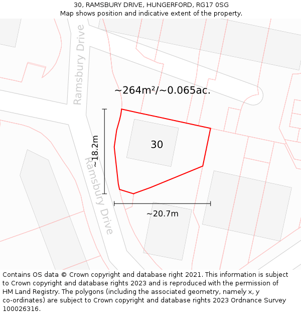 30, RAMSBURY DRIVE, HUNGERFORD, RG17 0SG: Plot and title map