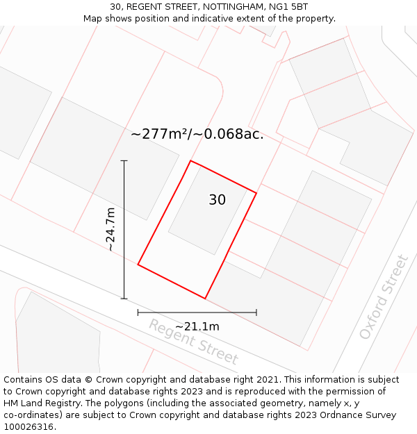 30, REGENT STREET, NOTTINGHAM, NG1 5BT: Plot and title map