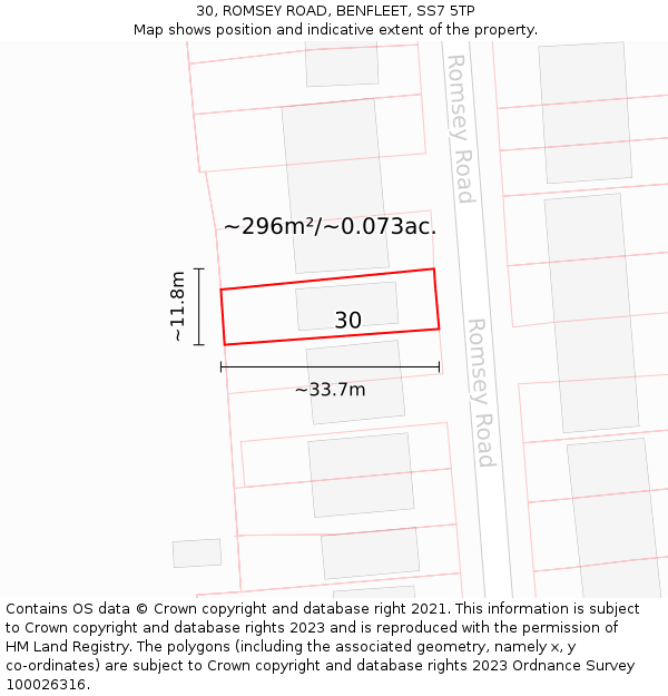 30, ROMSEY ROAD, BENFLEET, SS7 5TP: Plot and title map