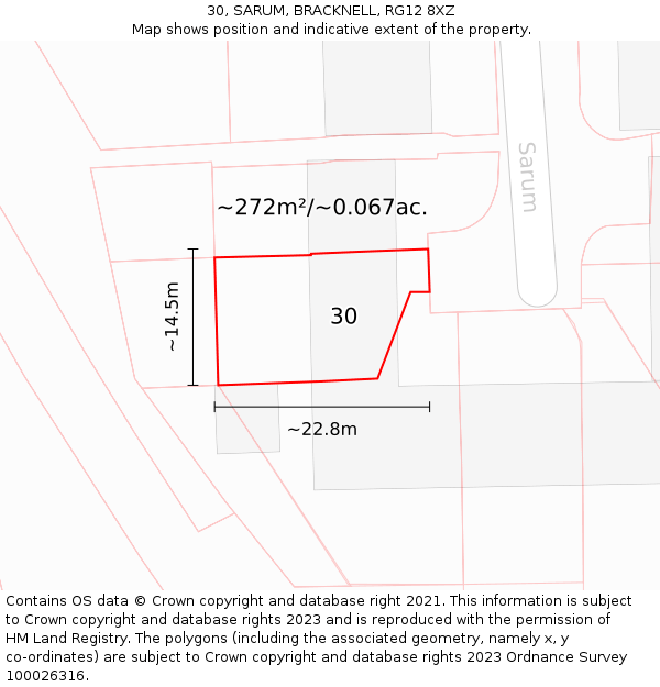 30, SARUM, BRACKNELL, RG12 8XZ: Plot and title map