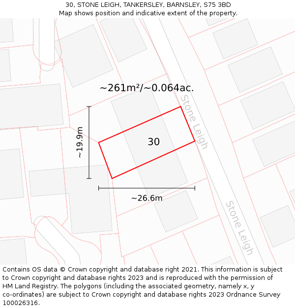 30, STONE LEIGH, TANKERSLEY, BARNSLEY, S75 3BD: Plot and title map