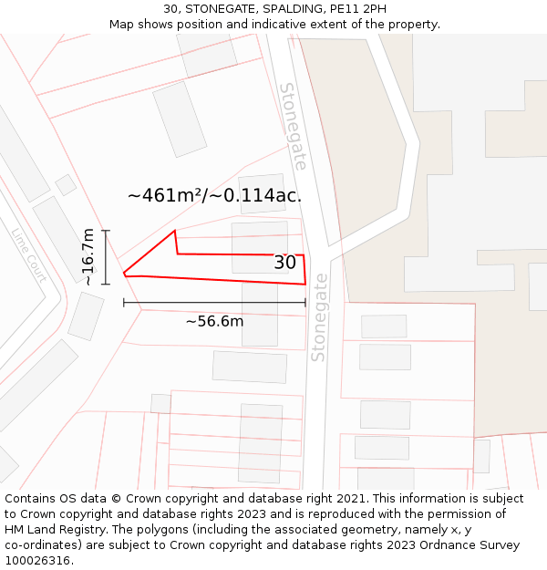 30, STONEGATE, SPALDING, PE11 2PH: Plot and title map