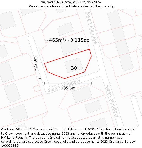 30, SWAN MEADOW, PEWSEY, SN9 5HW: Plot and title map