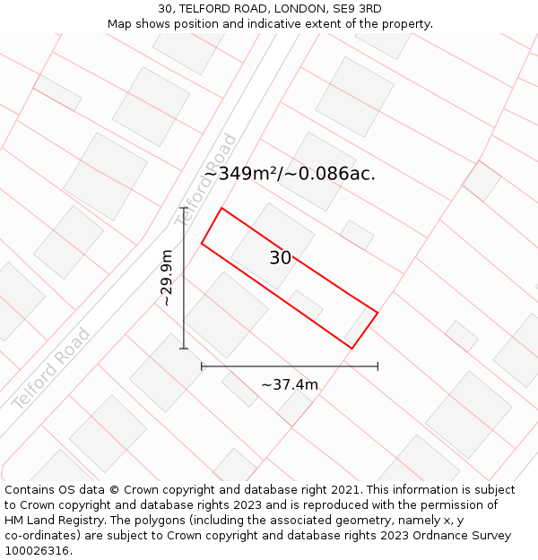 30, TELFORD ROAD, LONDON, SE9 3RD: Plot and title map