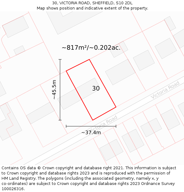 30, VICTORIA ROAD, SHEFFIELD, S10 2DL: Plot and title map