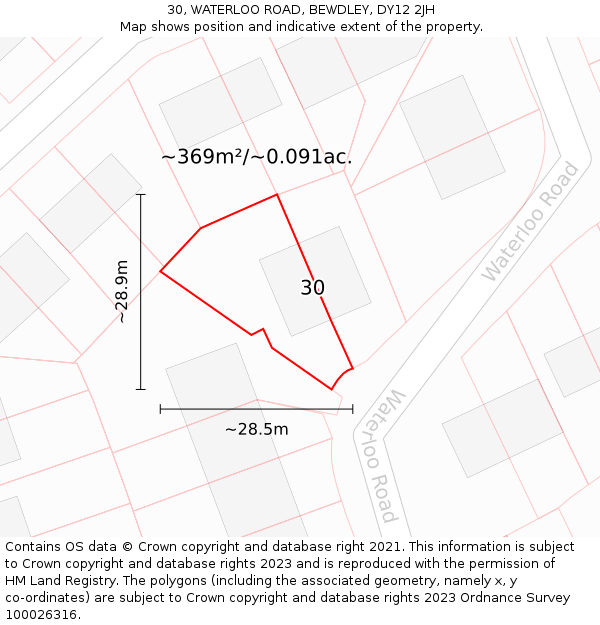 30, WATERLOO ROAD, BEWDLEY, DY12 2JH: Plot and title map