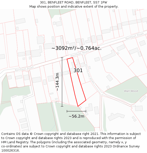 301, BENFLEET ROAD, BENFLEET, SS7 1PW: Plot and title map