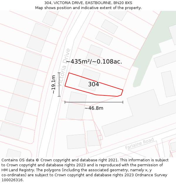 304, VICTORIA DRIVE, EASTBOURNE, BN20 8XS: Plot and title map