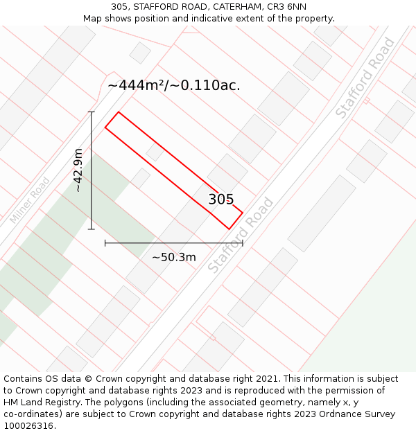 305, STAFFORD ROAD, CATERHAM, CR3 6NN: Plot and title map