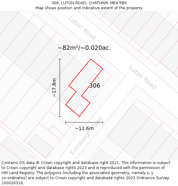 306, LUTON ROAD, CHATHAM, ME4 5BX: Plot and title map