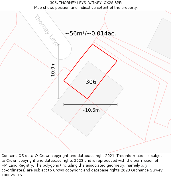 306, THORNEY LEYS, WITNEY, OX28 5PB: Plot and title map