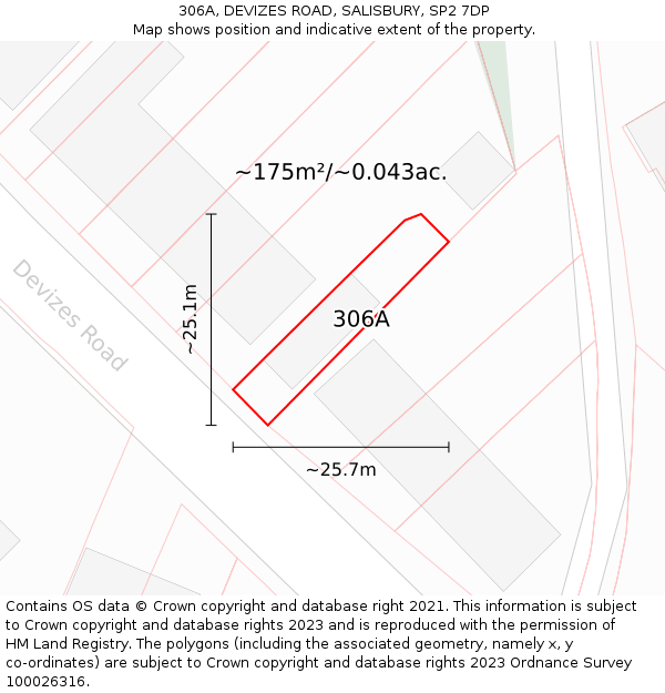 306A, DEVIZES ROAD, SALISBURY, SP2 7DP: Plot and title map