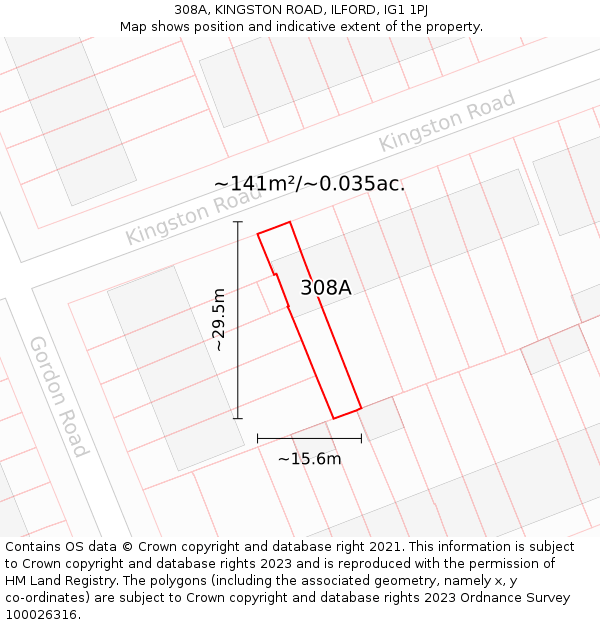 308A, KINGSTON ROAD, ILFORD, IG1 1PJ: Plot and title map