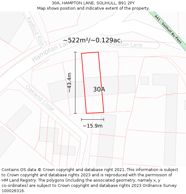 30A, HAMPTON LANE, SOLIHULL, B91 2PY: Plot and title map