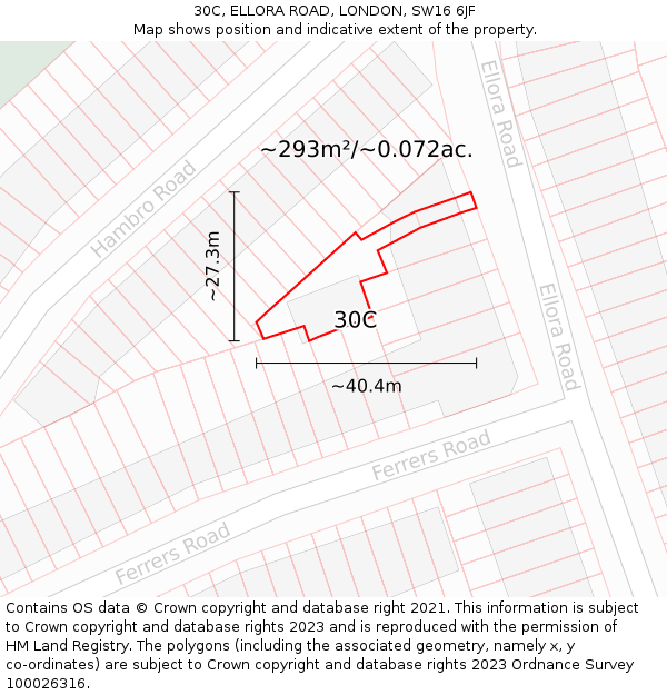 30C, ELLORA ROAD, LONDON, SW16 6JF: Plot and title map