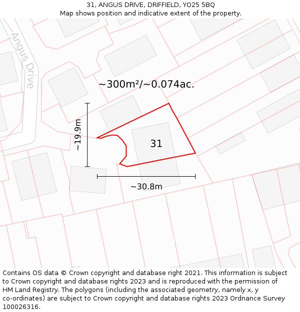 31, ANGUS DRIVE, DRIFFIELD, YO25 5BQ: Plot and title map