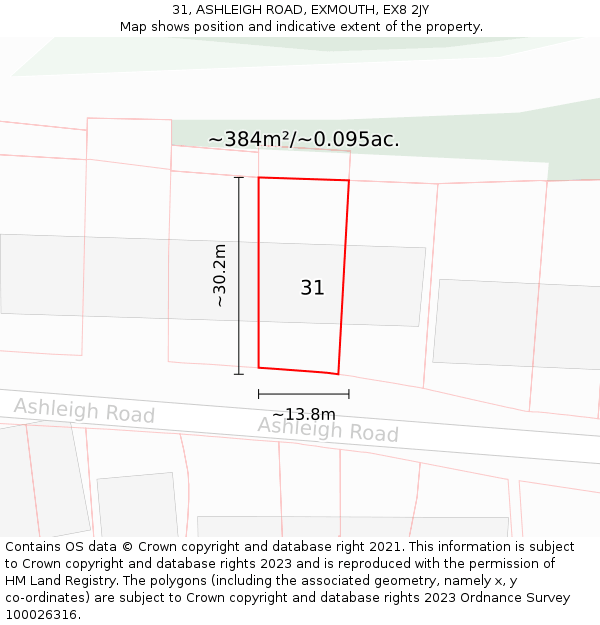 31, ASHLEIGH ROAD, EXMOUTH, EX8 2JY: Plot and title map
