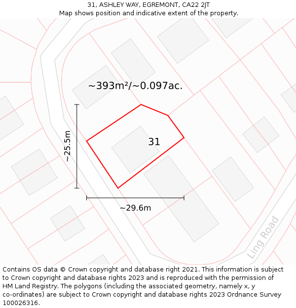 31, ASHLEY WAY, EGREMONT, CA22 2JT: Plot and title map