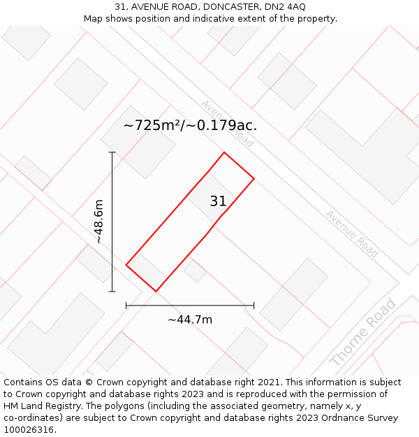 31, AVENUE ROAD, DONCASTER, DN2 4AQ: Plot and title map