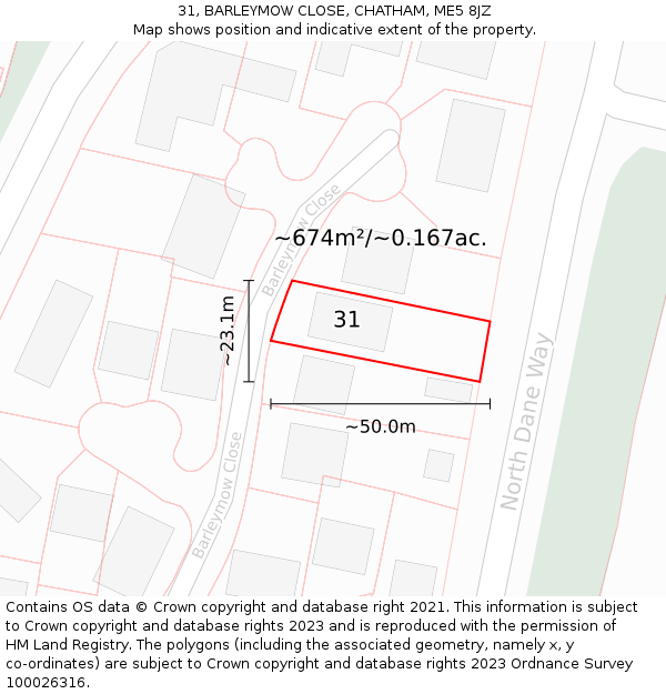 31, BARLEYMOW CLOSE, CHATHAM, ME5 8JZ: Plot and title map