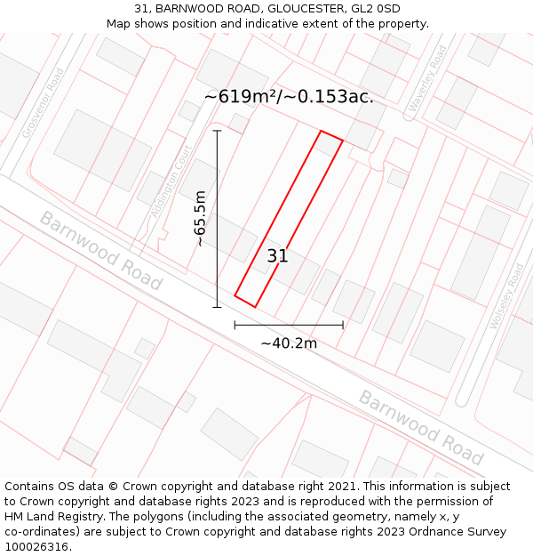 31, BARNWOOD ROAD, GLOUCESTER, GL2 0SD: Plot and title map