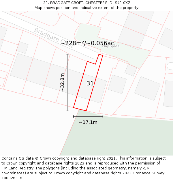 31, BRADGATE CROFT, CHESTERFIELD, S41 0XZ: Plot and title map