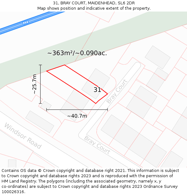 31, BRAY COURT, MAIDENHEAD, SL6 2DR: Plot and title map