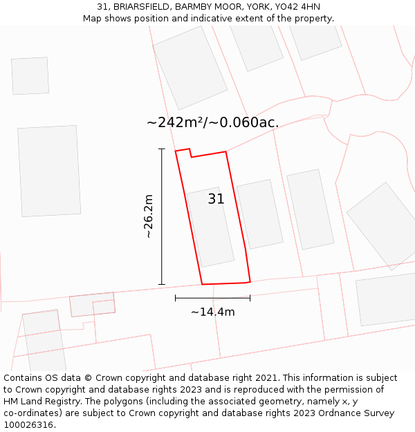 31, BRIARSFIELD, BARMBY MOOR, YORK, YO42 4HN: Plot and title map