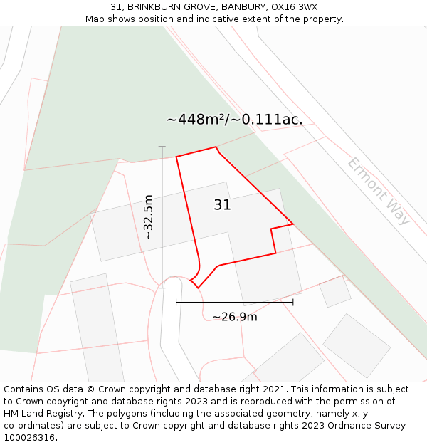 31, BRINKBURN GROVE, BANBURY, OX16 3WX: Plot and title map